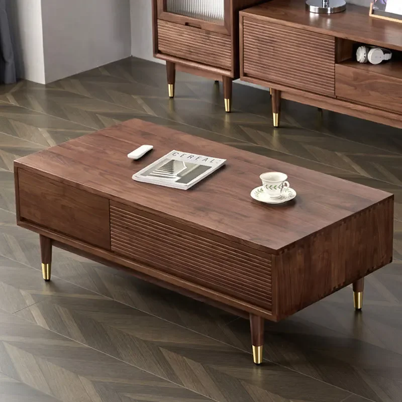 Nordic solid wood coffee table North American black walnut tea table small apartment simple