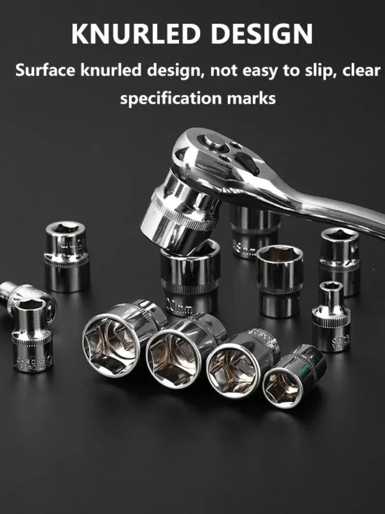 Presa corta 1/4 pollici Drive 6 punti Prese metriche 4mm 4.5mm 5mm 5.5mm 6mm 7mm 8mm 9mm 10mm 11mm 12mm 13mm 14mm Accessorio chiave