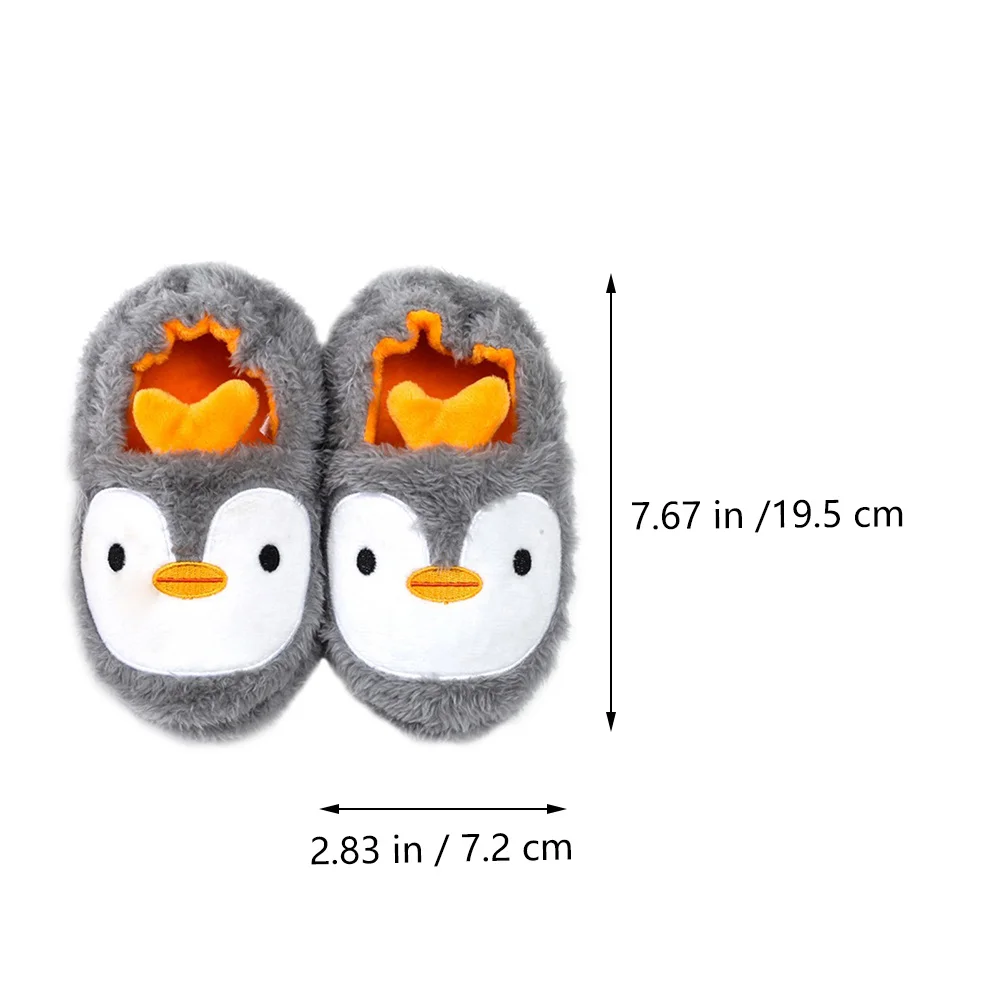 

1 пара хлопковых тапочек с рисунком пингвина, теплые нескользящие зимние детские домашние тапочки на каблуке, прочный подарок для защиты пола