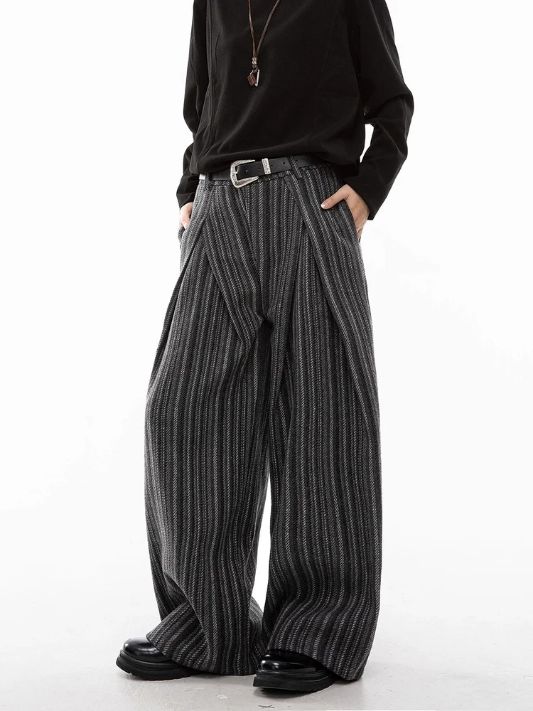 Pantalones urbanos a rayas grises para mujer, pantalones holgados Harajuku de los años 2000, ropa de calle Vintage Y2k, pantalones estilo japonés de los años 2000, ropa de moda