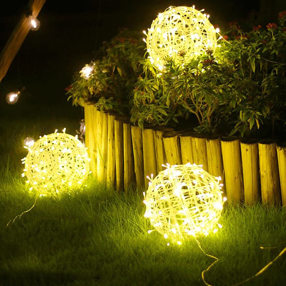 Guirxiété lumineuse de boule de globe d'arbre de jardin, lumière dégradée, lanterne extérieure, guirxiété lumineuse de Noël, décor d'arrière-cour, 30cm