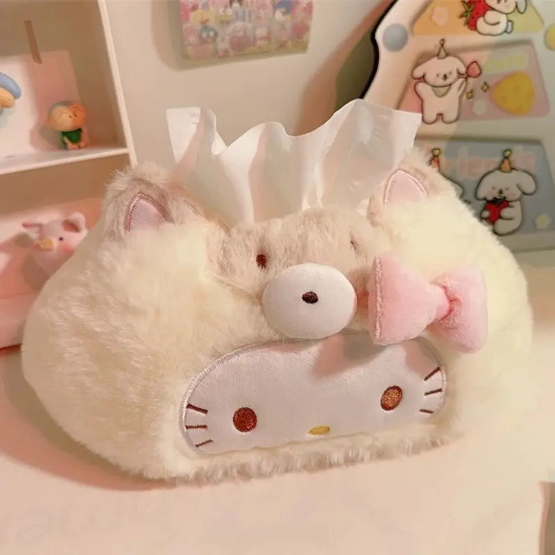 

Cartoon Pattern HelloKitty Tissue Box Cute Living Room Coffee Wet Wipe Box Reusable Holder Bathroom Kitchen Paper Holder