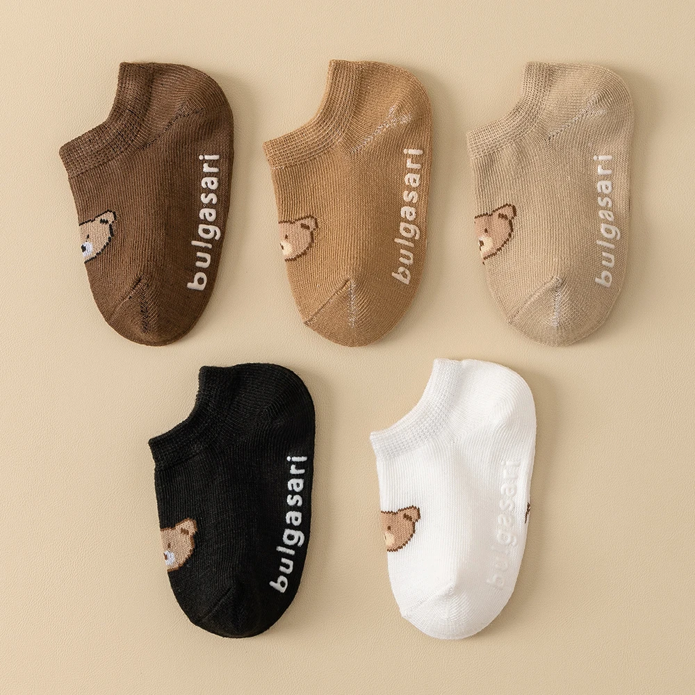5/10Pairs Baby Non-Slip Socks for 0-5Y Toddler Socks Cute Anti-Skid Silicone Dot Sole for Boys and Girls