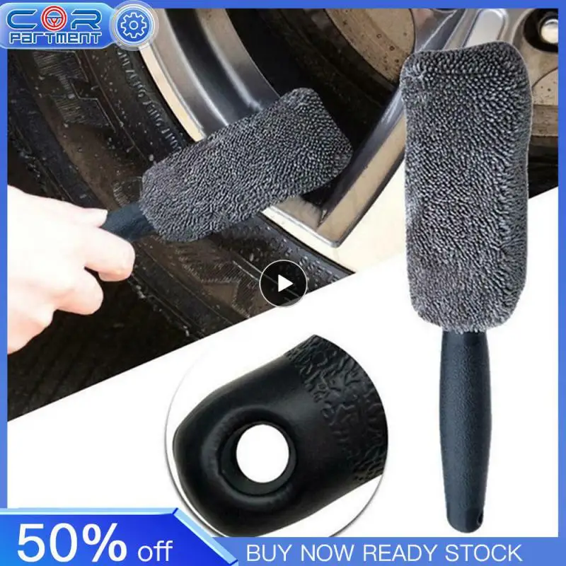 

1PCS Car Wheel Cleaning Brush Tool Tire Washing Clean Soft Bristle Cleaner Black Easy To Cleaning Rims Spokes Wheel Barrel