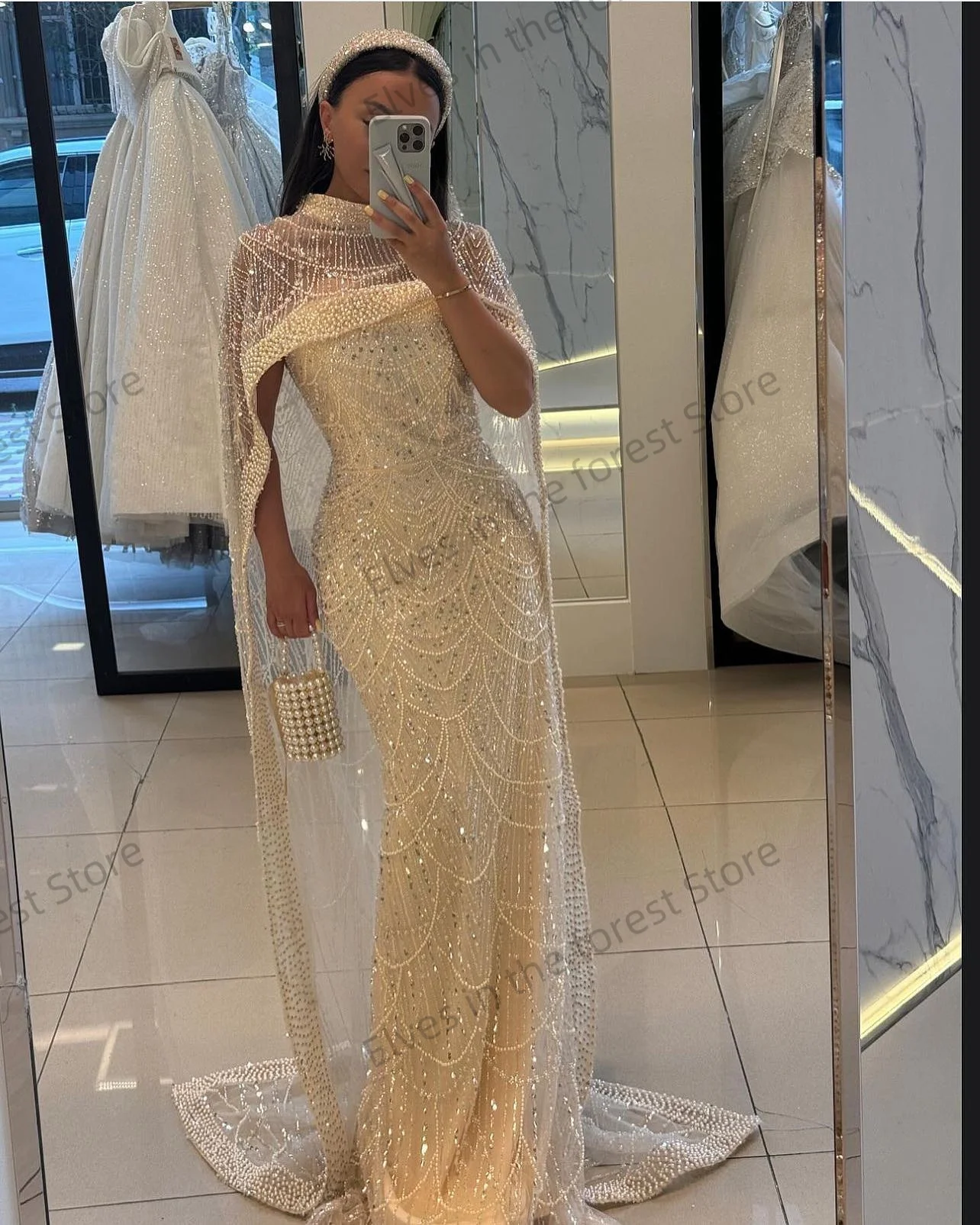 Luxo champanhe vestidos de noite lindo sereia vestidos de baile para eventos formais personalizado miçangas lantejoulas feminino vestidos de gala