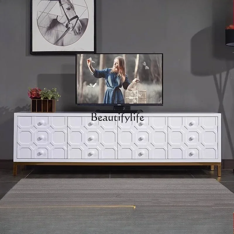

yj21 L.Postmodern light luxury TV cabinet, living room storage audio-visual simple solid wood floor cabinet