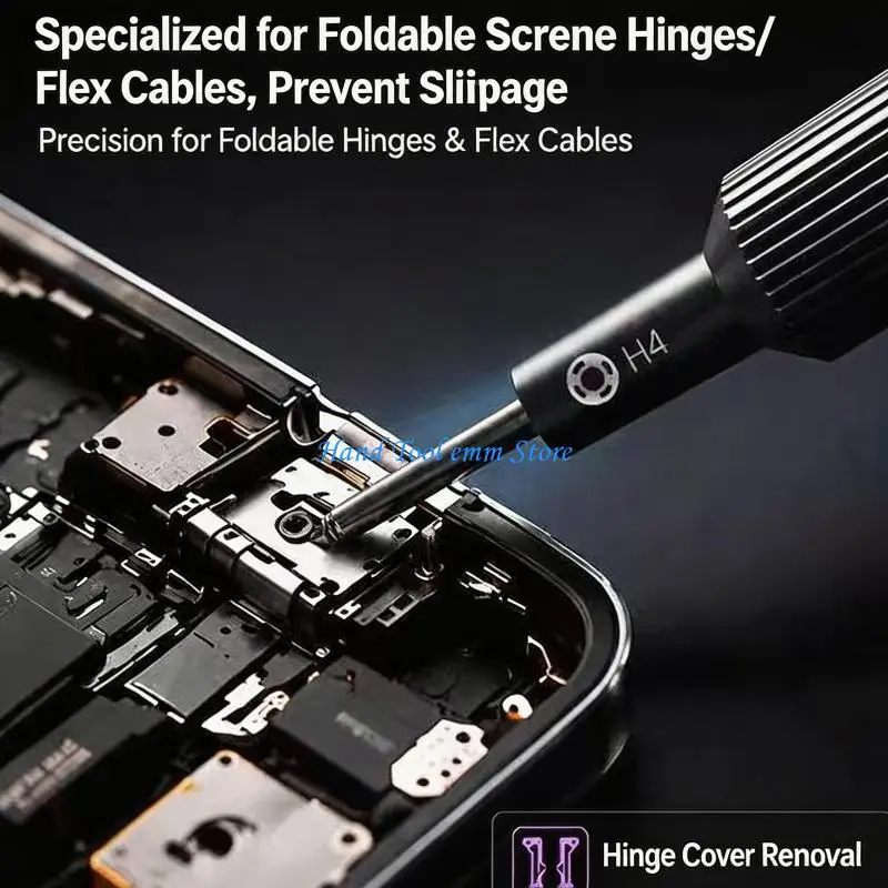 H37F Phone Repair Screwdriver for Inner Screws with Ribbed Grip, Metal Bit, 12.7 Handle for Foldable Phone Service and Careful