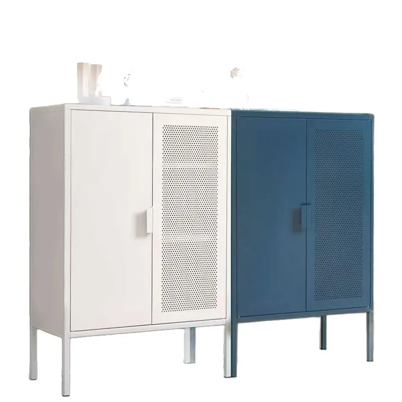 

Nordic wrought iron dining side cabinet living room locker modern simple household storage cabinet steel opposite door low