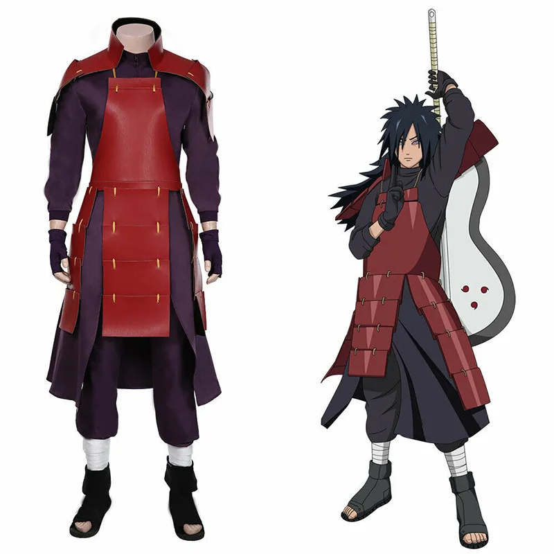 

Madara Uchiha cosplay costume, ninja warrior armor, red and black battle suit, Halloween carnival party men's set