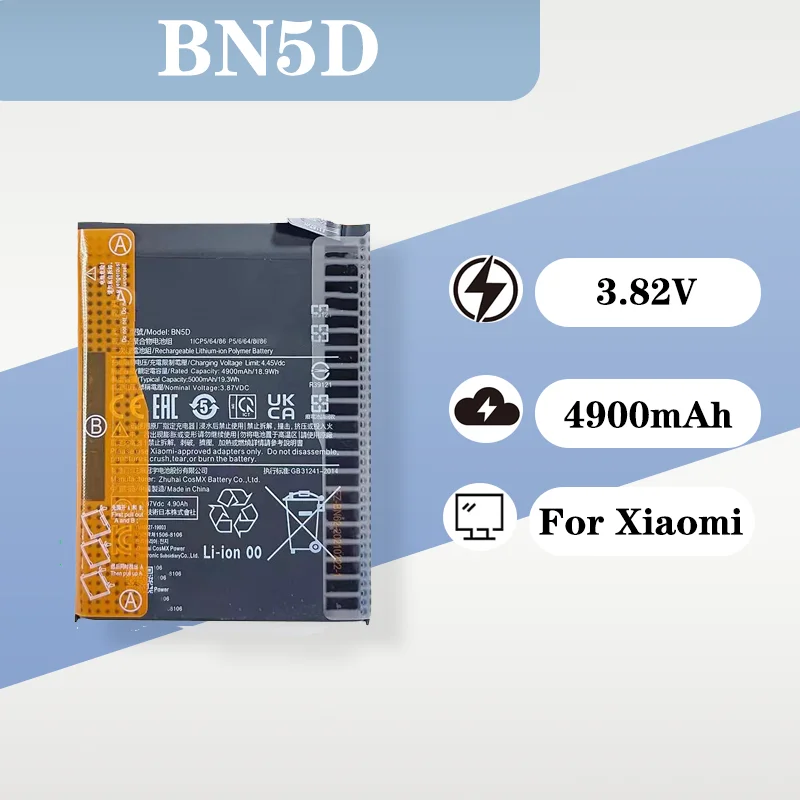 

3.8V 5000mAh Polymer Battery BN5D for Redmi Note11 Note11S Redmi11 Redmi11S M4PRO 4G Xiaomi Mobile Phone Replacement Battery