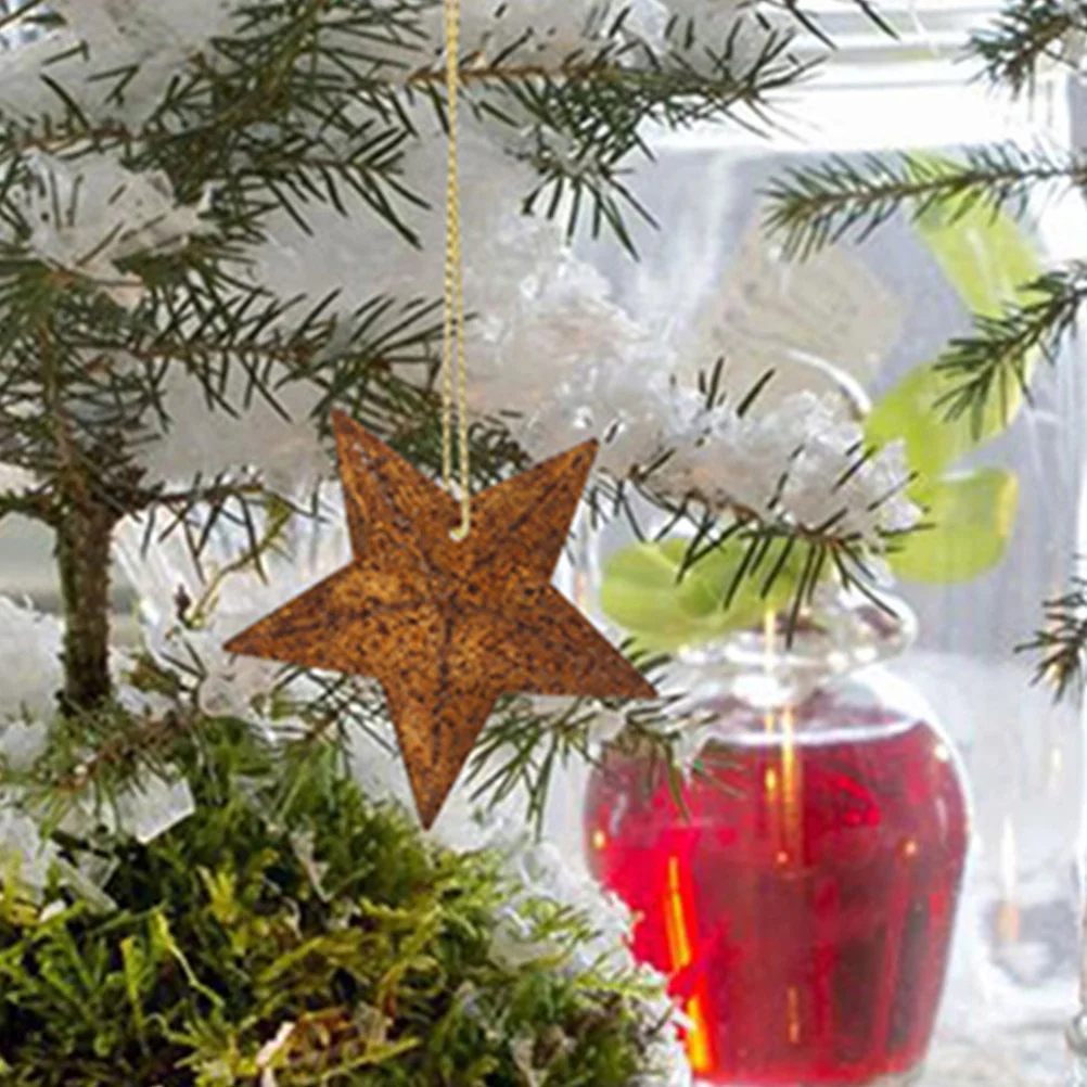 

20Pcs Five-Pointed Star Hanging Decor Metal Pendant Christmas Party Home Xmas Tree Decoration Holiday Gift Exquisite Star Decor