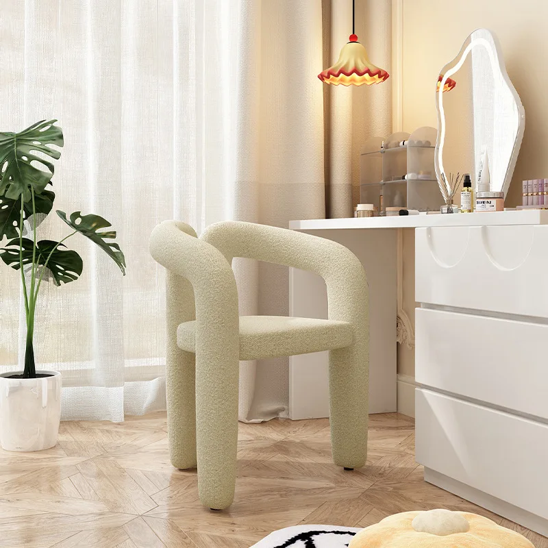 Modern Makeup Chair Simple Girls Bedroom Dressing Stool Household Dining Chair Light Luxury Nordic Cream Style Dressing Table Ch