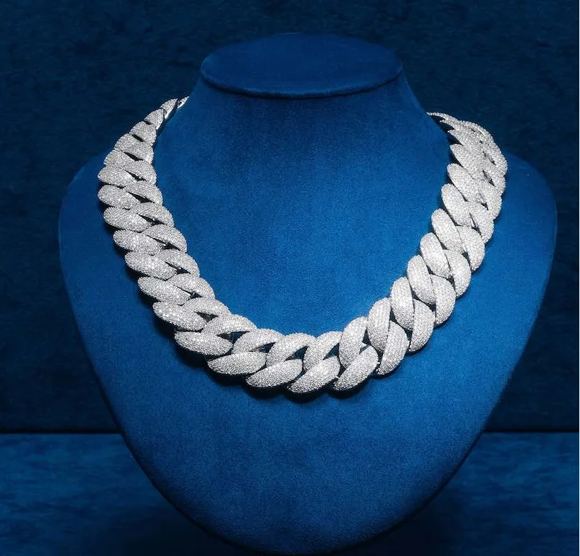 Diamond Hiphop Moissanite Necklace 10/12/14/16/20mm 925 Silver Iced Gold Plated 6rows Heavy Miami Cuban Engagement Necklace for.