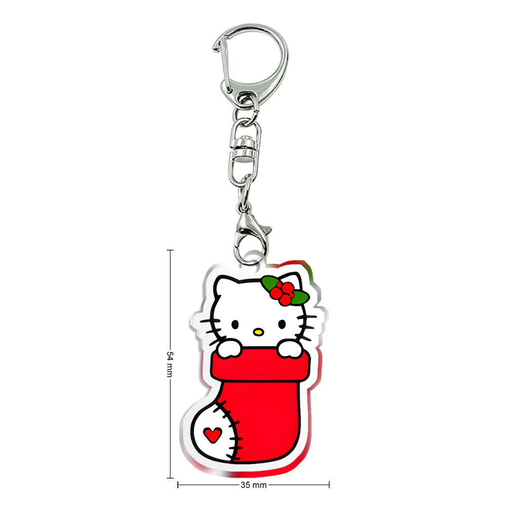 Christmas Hello KItty Super Cute Transparent Acrylic Keychains Kids Gift Collection Girl Accessories Xmas Party Decoration