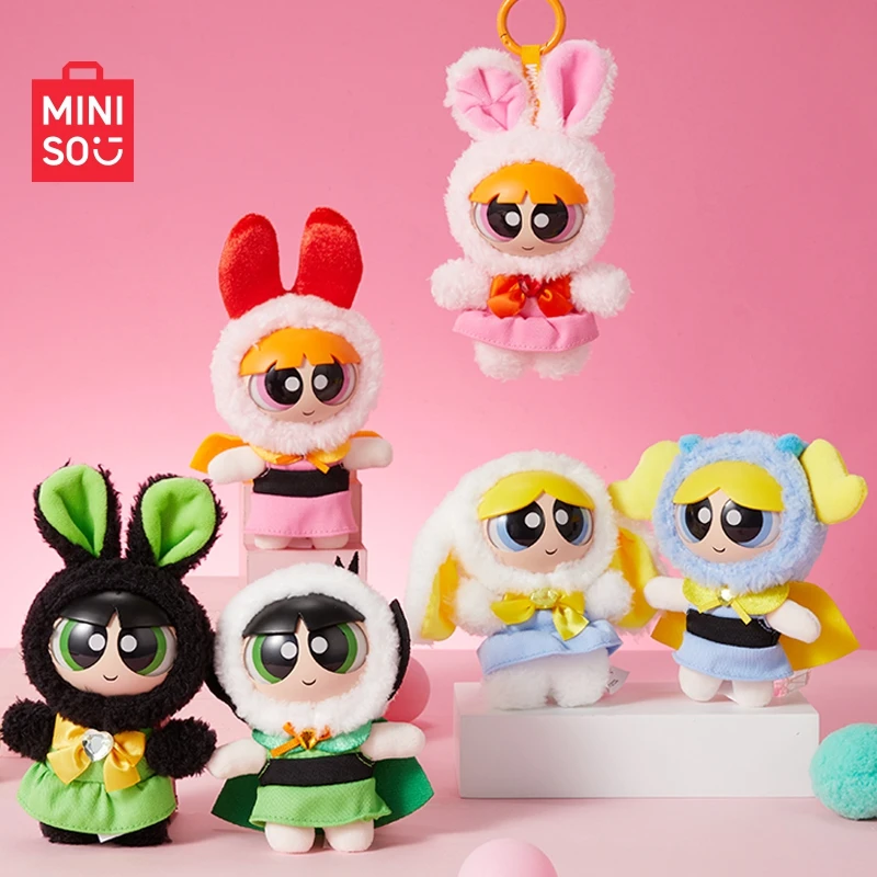 MINISO The Powerpuff Girls Series Variety Girl Plush Blind Box Surprise Toy Anime Cartoon Peripheral Vinyl Doll Pendant All Set