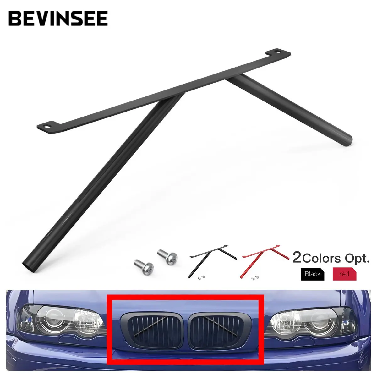 

BEVINSEE Steel Kidney Struts Kidney Struts Rods Tuning For BMW E46 320i 323i 325i 328i 330i 1999-2006