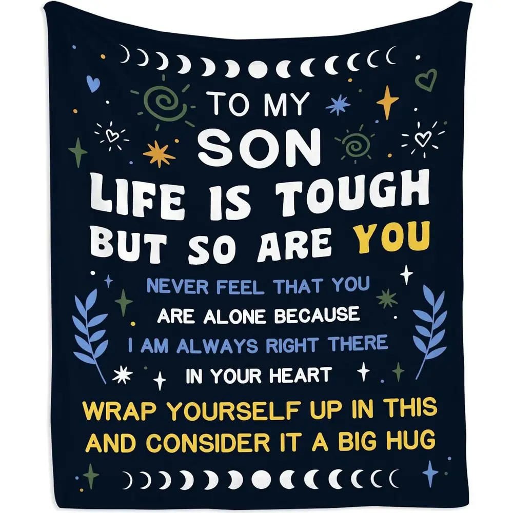 Son Mom Dad Blanket, Gifts For Son, Birthday Christmas Graduation Present Decoration, To My Gift Throw Blankets From Mother