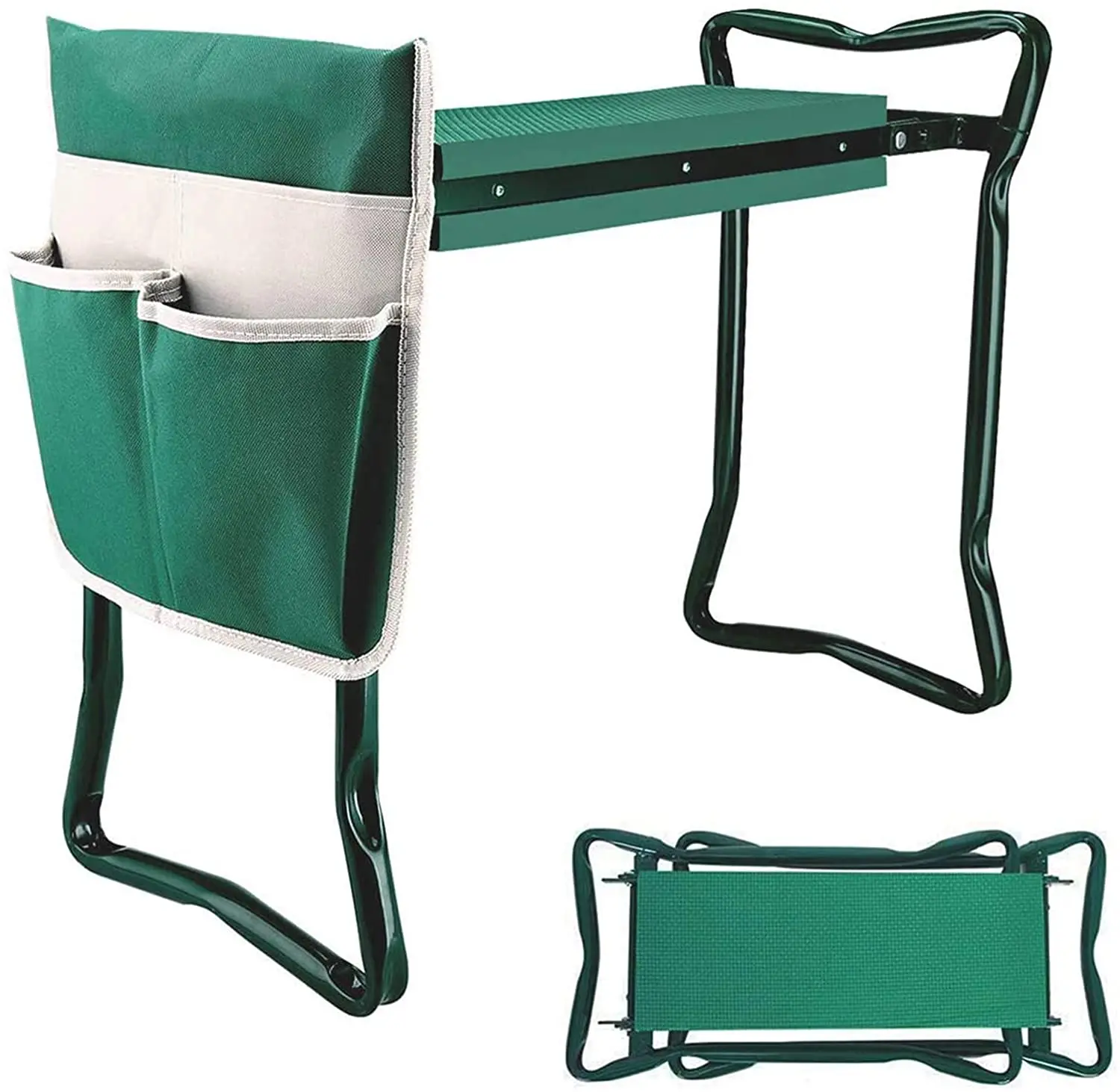 Folding Deep Seat Foldable Garden Kneeling Pad Chair Bench Seat Stool Garden Kneeler with Handles for Gardening metal