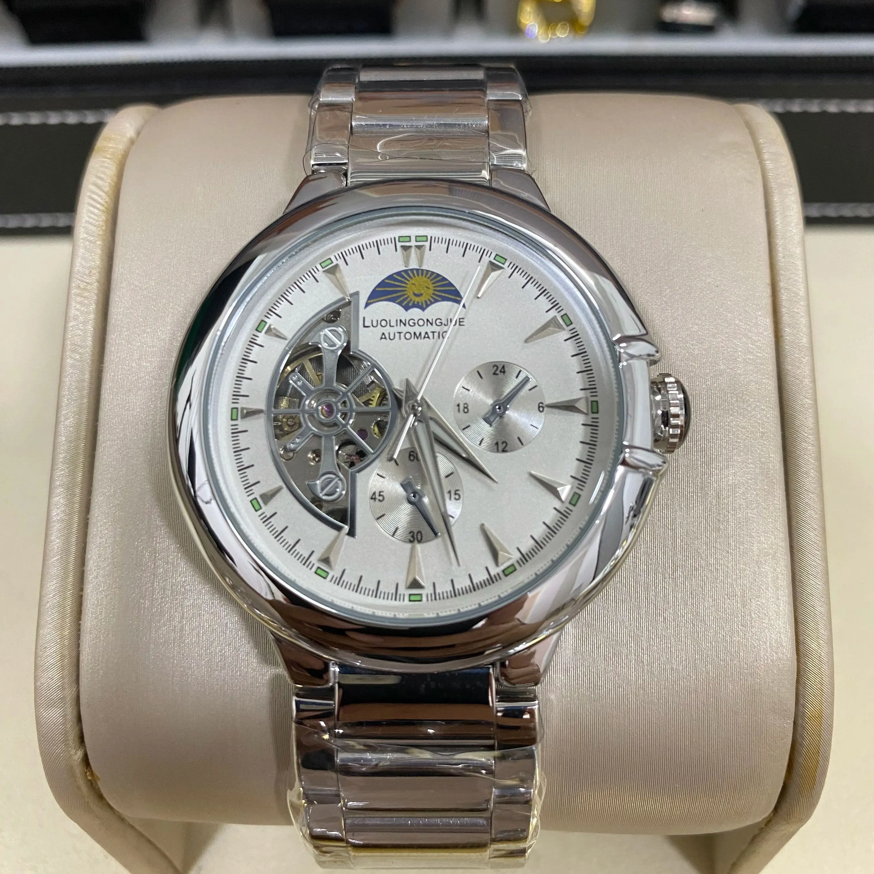 

Роскошные мужские автоматические механические часы, крутой дизайн полусфера, бестселлерные мужские часы, полый дизайн, лучший подарок для него, батарея не требуется