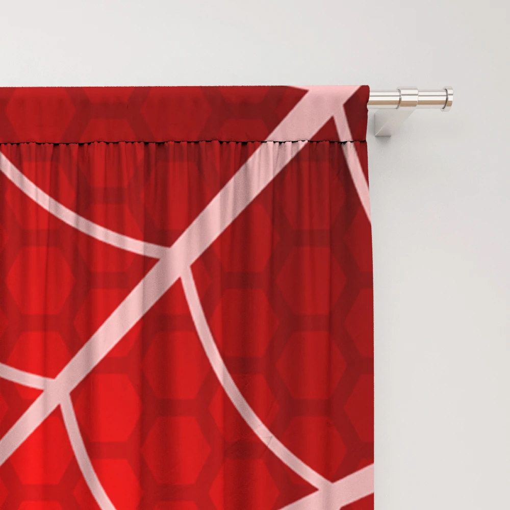 2PC Home Decoration Curtains With Red Background And Rod Pocket Curtains, Kitchen, Coffee Shop, Living Room, Balcony, Garden