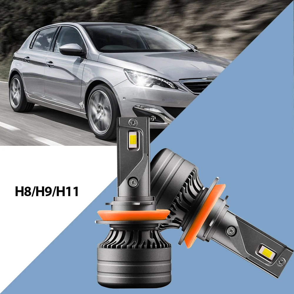 Car LED H11 Headlight Bulbs 110W 20000LM CANBUS 6000K 3570 CSP Chips Auto Light H8 H9 Headlamps with External Drive IP68 Waterproof