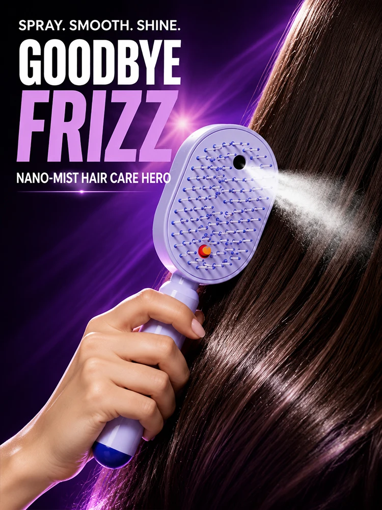 Electric Hair Massage Comb Spray Brush 3 in 1 Rechargeable Mist Dispenser Air Cushion Comb for Dry Hair Care