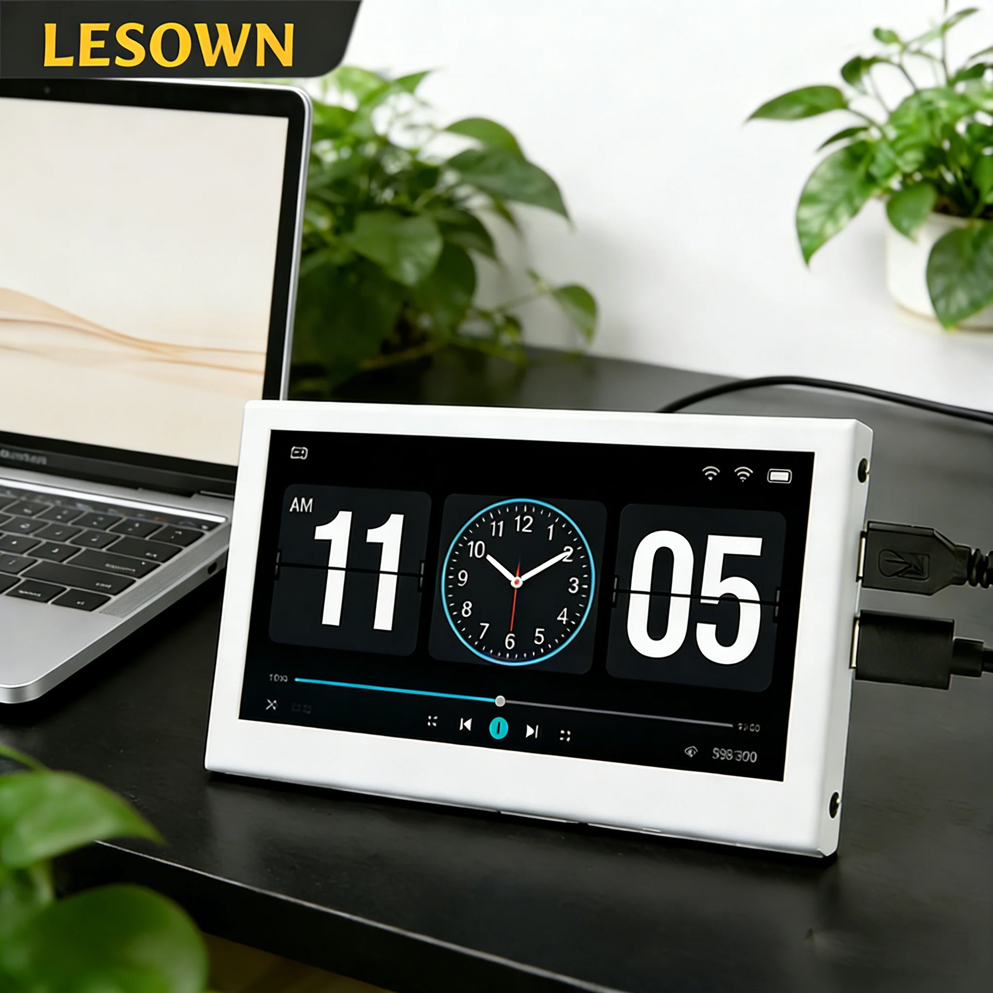 

LESOWN 4.3-дюймовый мини-монитор для путешествий, легкий, 800x480 IPS LCD, второй экран, внешний монитор для ПК, с функцией отображения времени