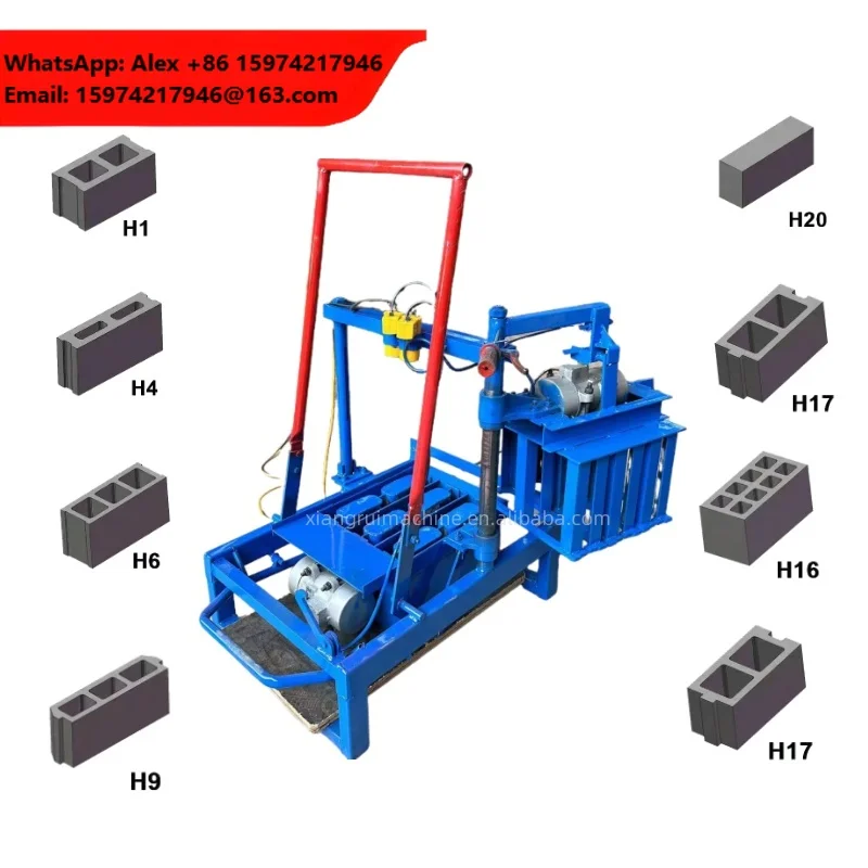 Semi-Automatic Small Mobile Manual Hollow Cement Brick Making Machine Concrete Block Machine Manufacturer