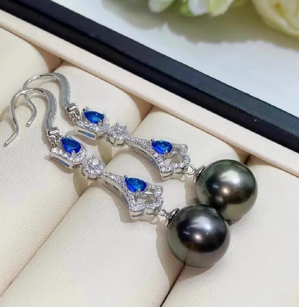 

Gorgeous and exquisite pearl earrings AAA10-11mm natural South Sea round pearl earrings 925s