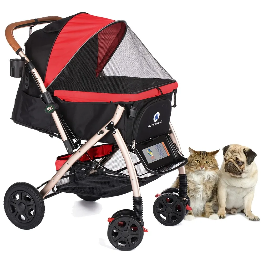 Pet Rover XL Extra-Long Premium Heavy Duty Dog/Cat/Pet Stroller Travel Carriage with Convertible Compartment/Zipperless