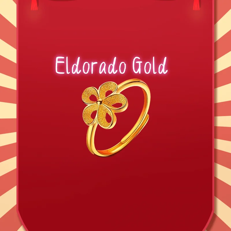 

2025 2025 9999 Real Gold 24K Gold Fashion Small Flower Women's Ring, Gold Fashion Fresh Mori Flower Live Ring