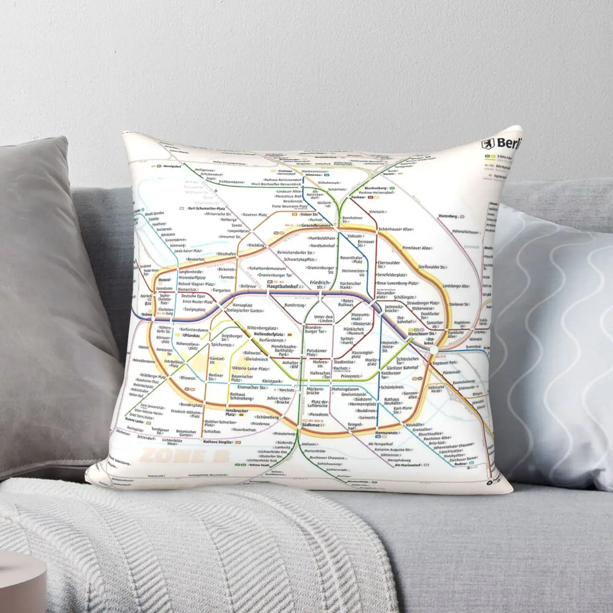 New Berlin Rapid Transit Route Map Pillowcase Polyester Linen Velvet Pattern Zip Decor Room Cushion Cover