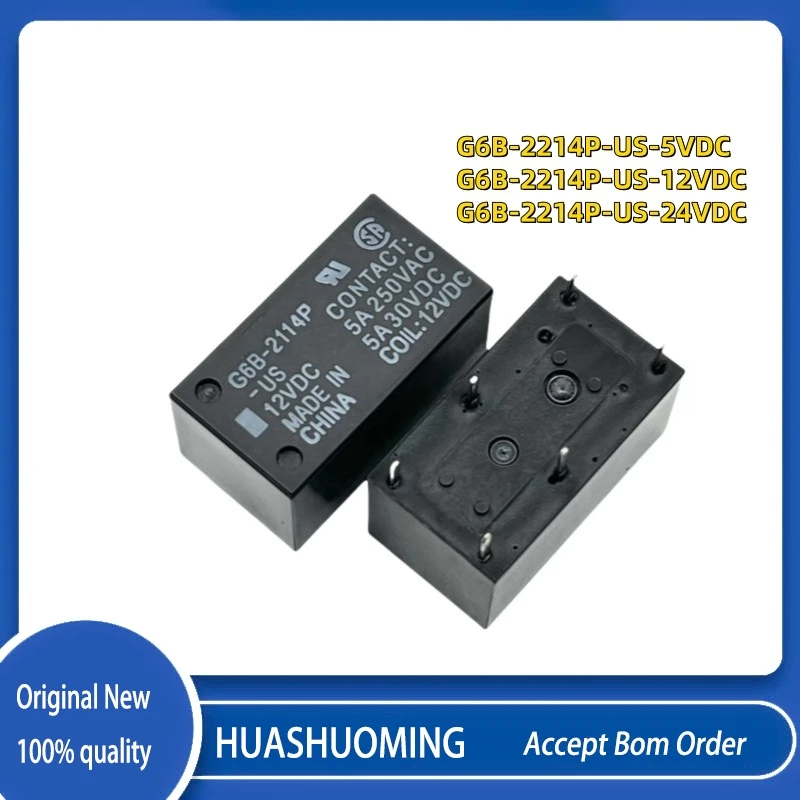 10PCS/Lot   NeW G6B-2214P-US-5VDC  G6B-2214P-US-12VDC  G6B-2214P-US-24VDC  G6B-2214P   5A 6PIN