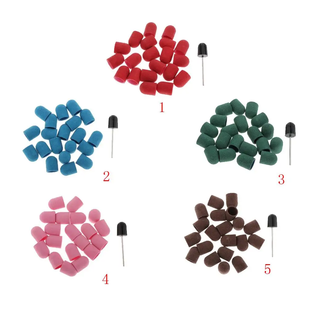 Nail Art Mandrel Sandpaper Polishing Sleeves Set for Manicure and Pedicure Machine DIY