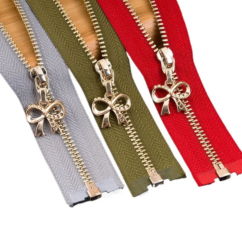 2pcs/Lot 3# 40cm 70cm Metal Zipper for Jacket Decorative Bow Pull Sewing Bulk Single Open End Sewing Tailor Accessories