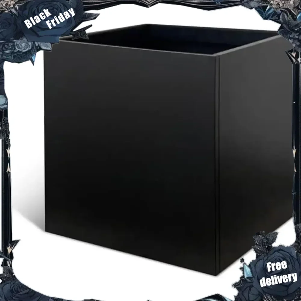 

Steel Planter Box Black Metal Planter Large Square Indoor Outdoor Planters Cube Steel Heavy Duty Flower Pot 24Inch