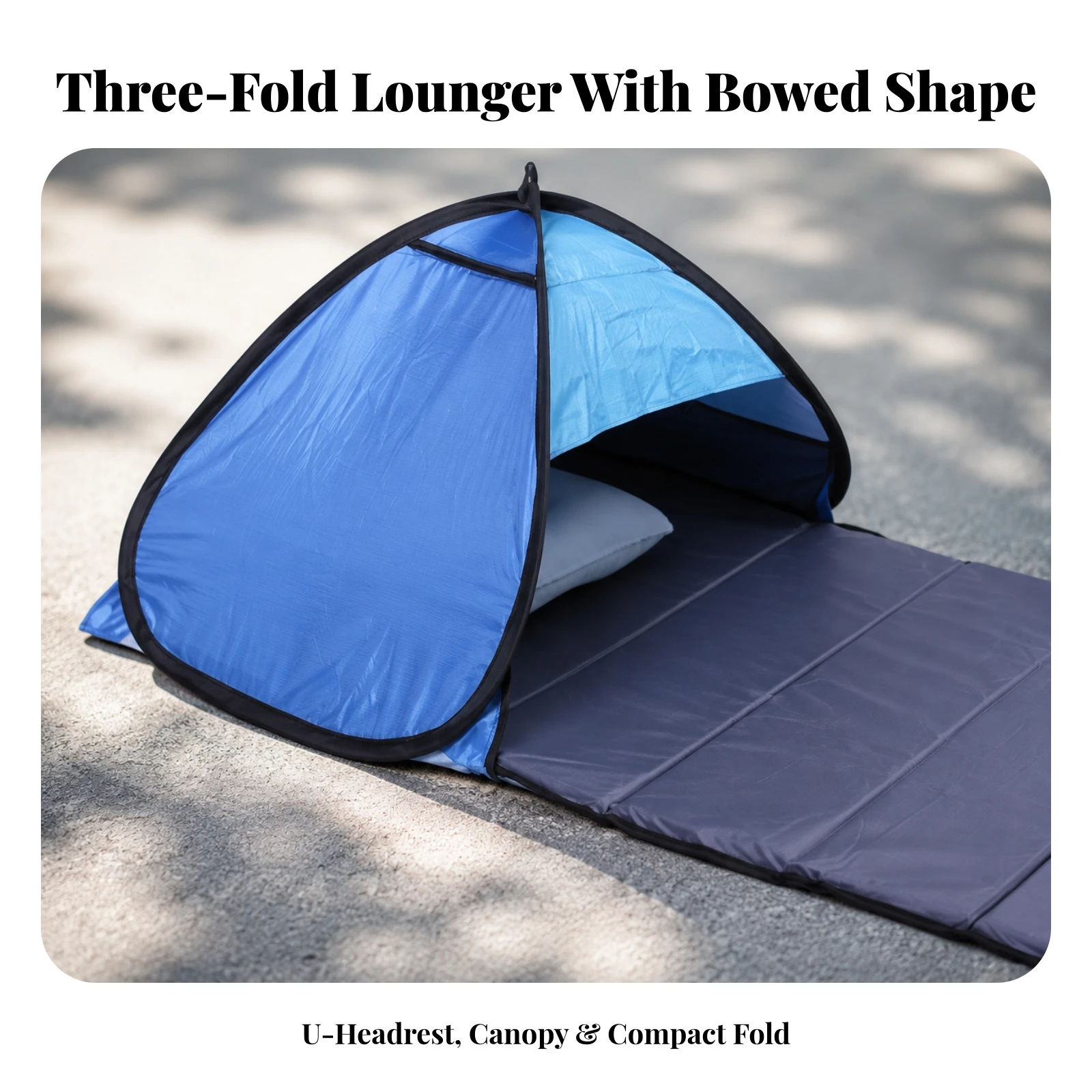 Padded Outdoor Mat with Sunshade Canopy Easy to Clean Foldable Sunbathing Mat Lightweight Long-Lasting for Poolside, Camping