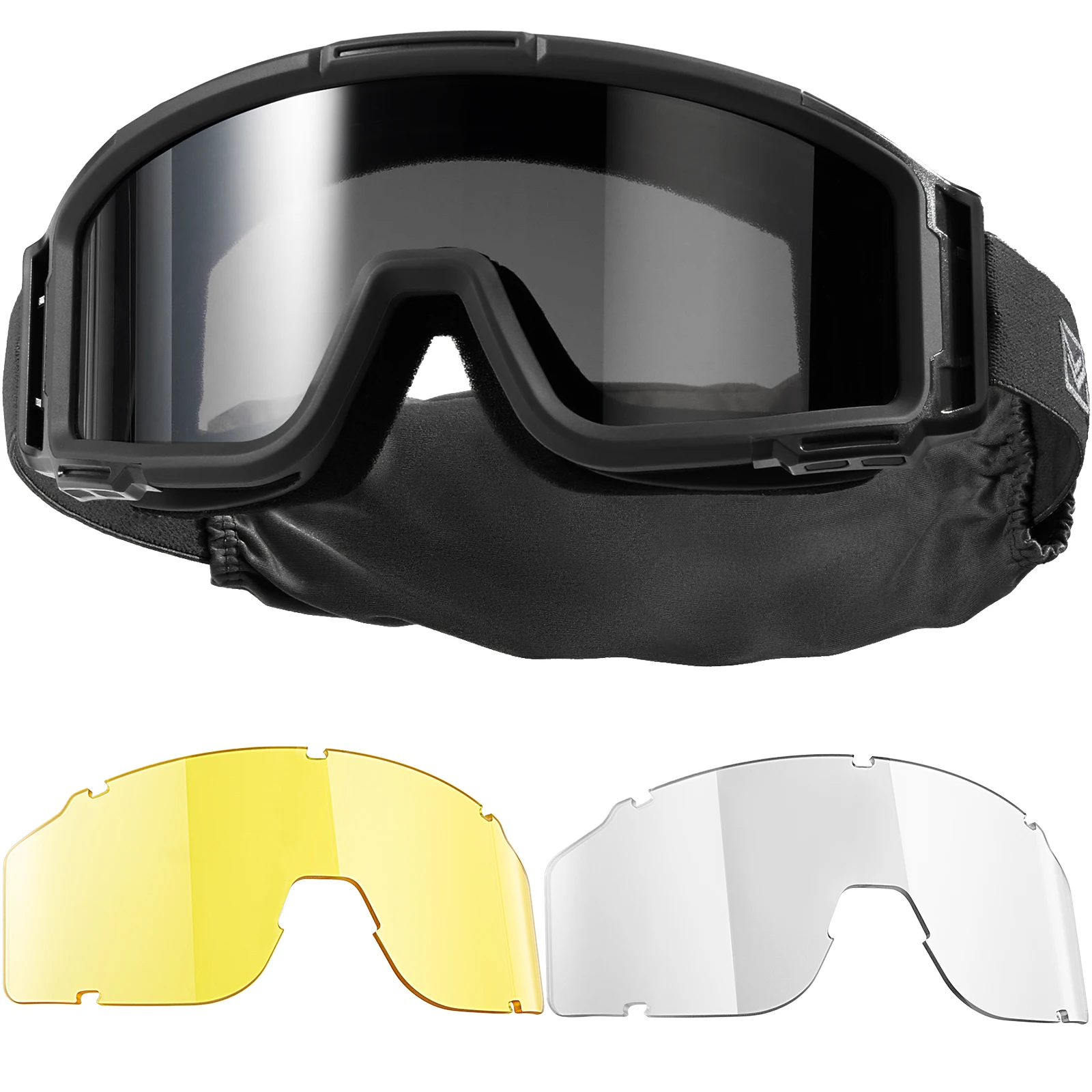 1TG Tactical Airsoft Goggles Anti Fog - Tactical Safety Glasses with 3 Impact-Resistant Lenses for Shooting, Skiing & Riding