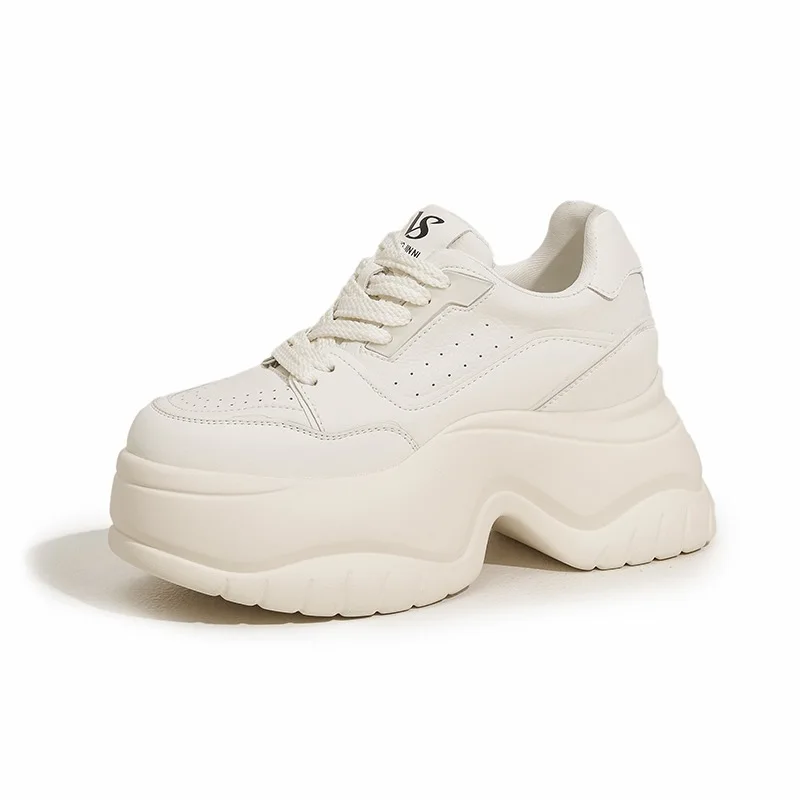 2026 New Fashion Women Chunky Sneakers 8cm Hidden Wedge Dad Shoes Breathable Platform Autumn Casual Sports Walking Shoes Trendy