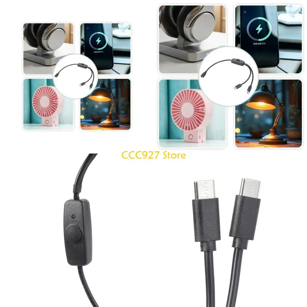 

B03F USB 5-контактный разветвитель типа C Кабель-адаптер Шнур питания с кнопкой переключения для одновременной зарядки 2 30 см