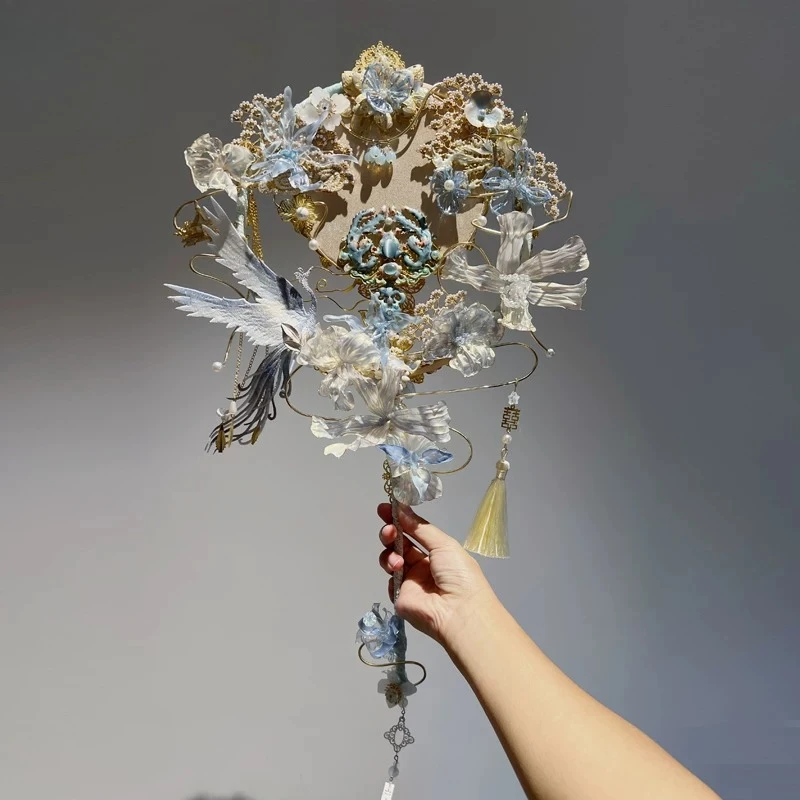 Jinyu Splendid Hanfu Xiuhe Bridal Wedding Group Fan Xi Fan Art Decoration Gift