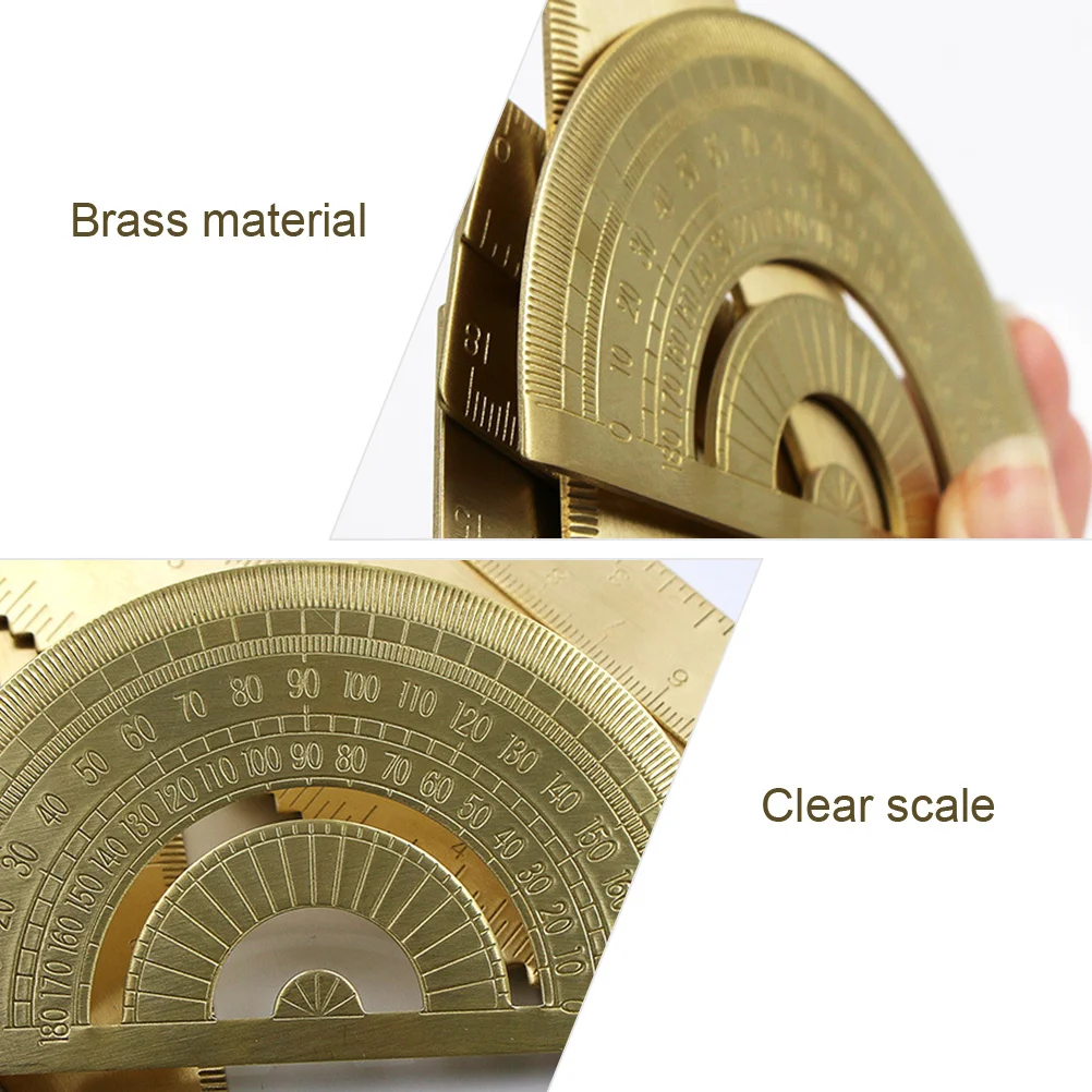 STOBOK Brass Triangle Ruler with Protractor Precision Drawing Tool Lightweight Portable for Art Craft School Professional Use