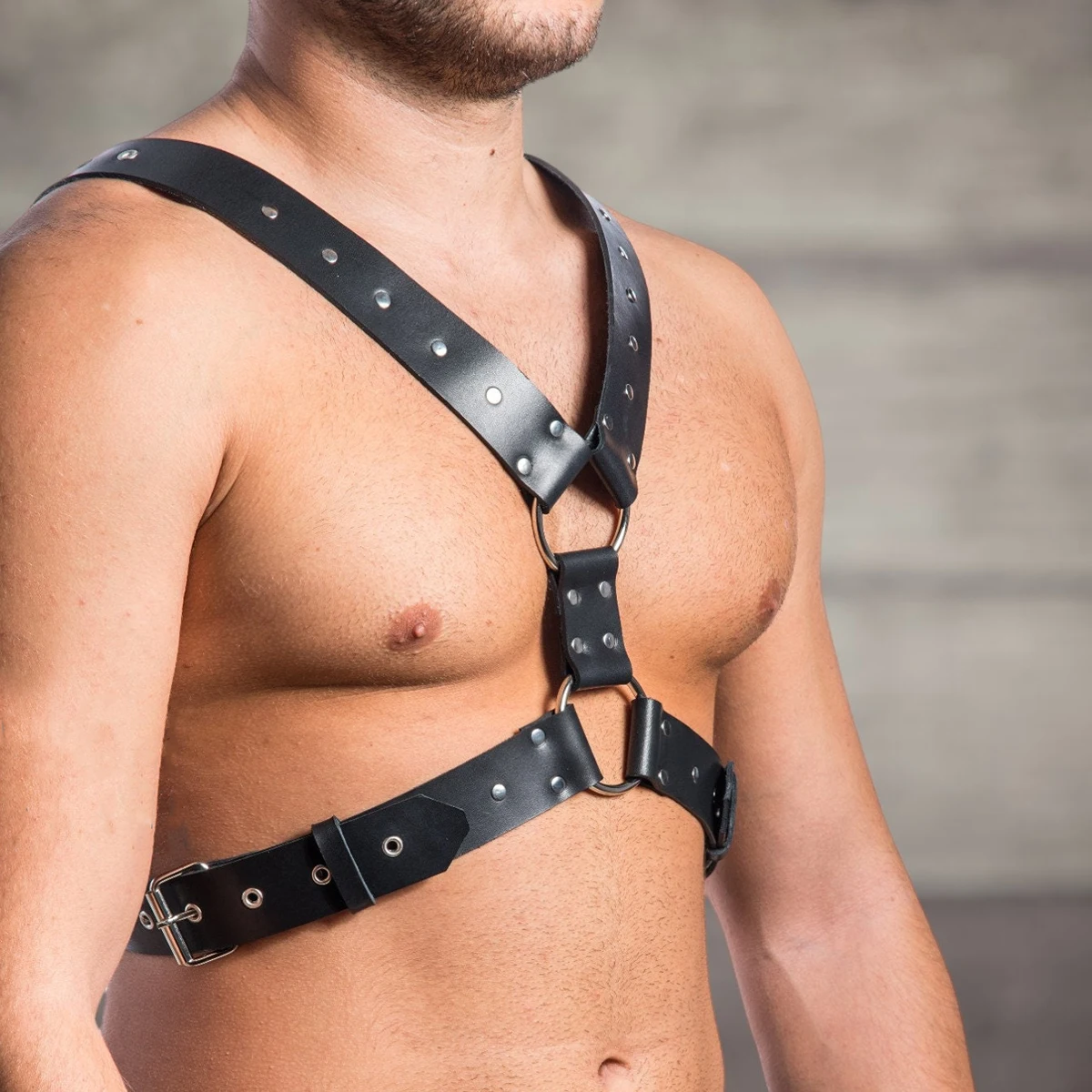 حزام بروتيل جلدي للرجال، حزام ضبط النفس للجسم، قميص قصير عصري قابل للتعديل، حزام بروتيل فاسق