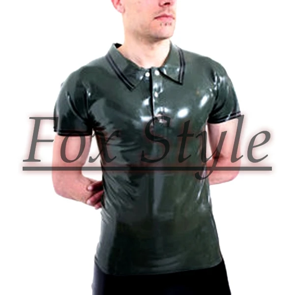 Free shipping latex green shirts in army green and black Men's sets