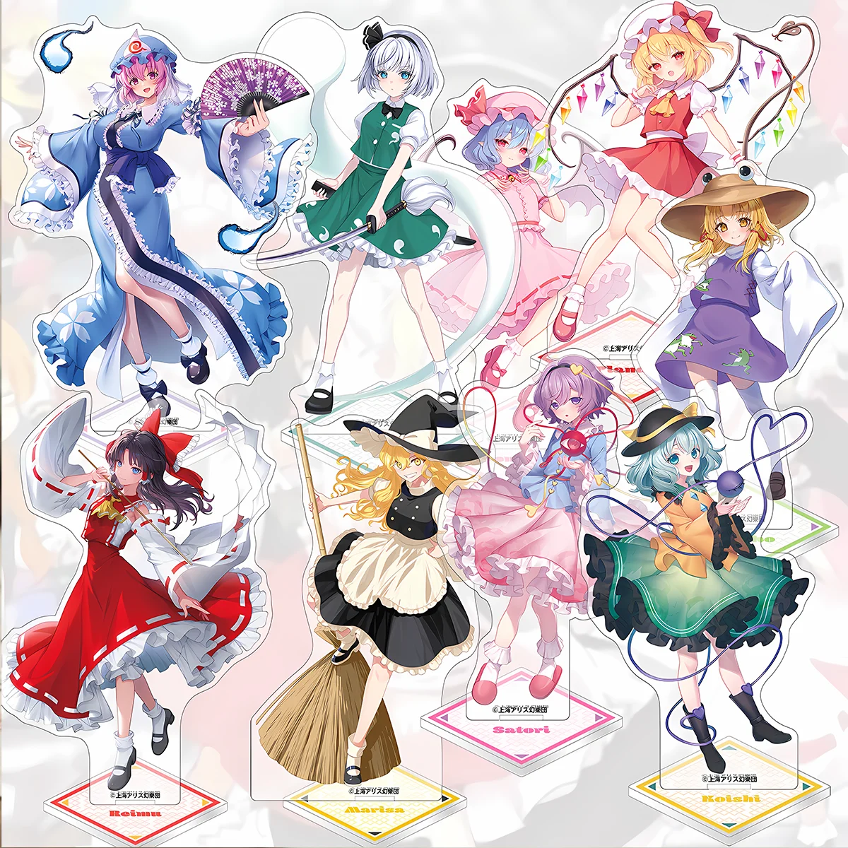 Anime Touhou Project 15cm Acryl-Ständer Sakuya Flandre Feiertagsgeschenk Unabhängigkeitstag Tisch-Schrank Touhou Manga Schlüsselanhänger Figur
