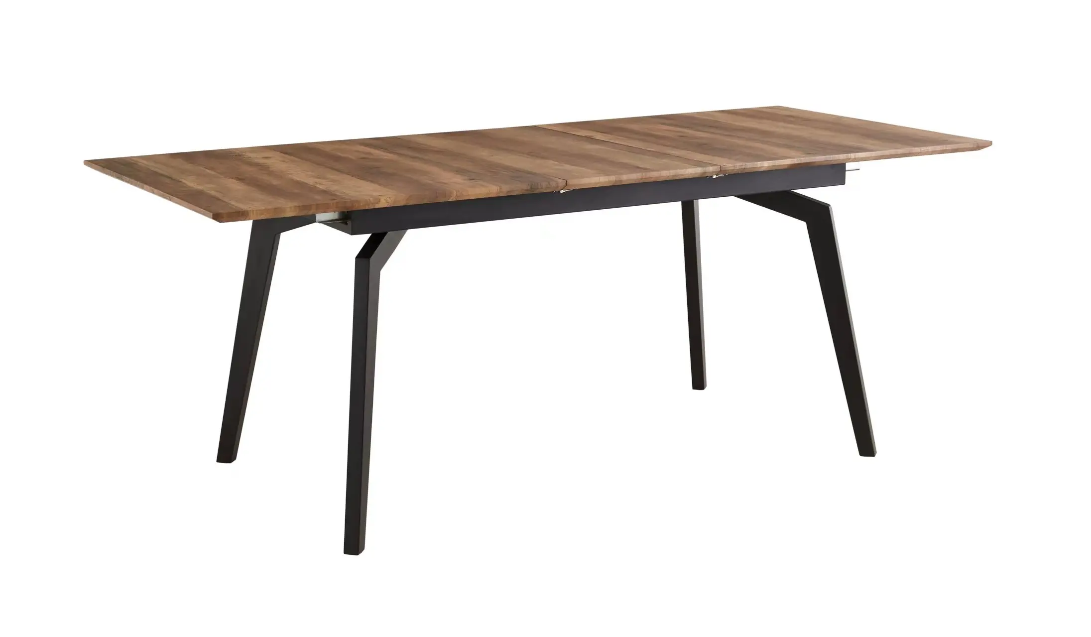 Mesa de comedor extensible Formwell, MDF con chapa de papel, tubo perfilado, patas de metal, marco en polvo de arena negra, 160-200*90*76