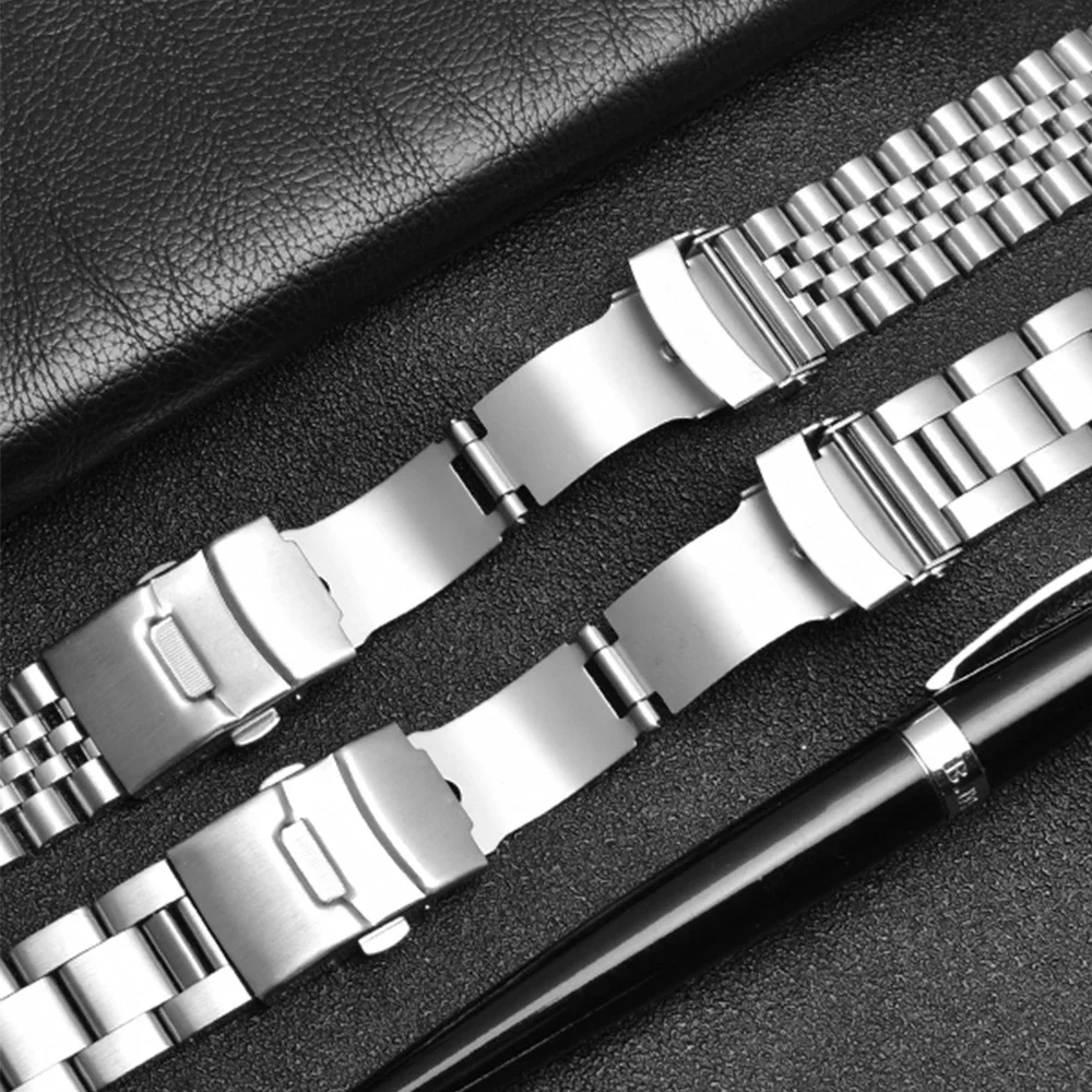 20mm 22mm Solid Stainless Steel Strap for Seiko SKX007 SKX009 Jubilee Men Metal Curved End Diving Watch Band Bracelet for Casio