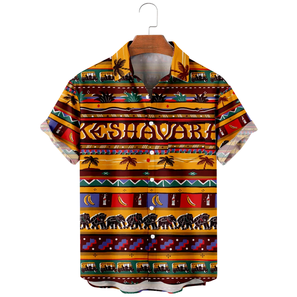 

New Trend Fashion Hawaii Printing Man Shirt for Casual Shirts Print Pattern Short Sleeve Shirt Beach Wear