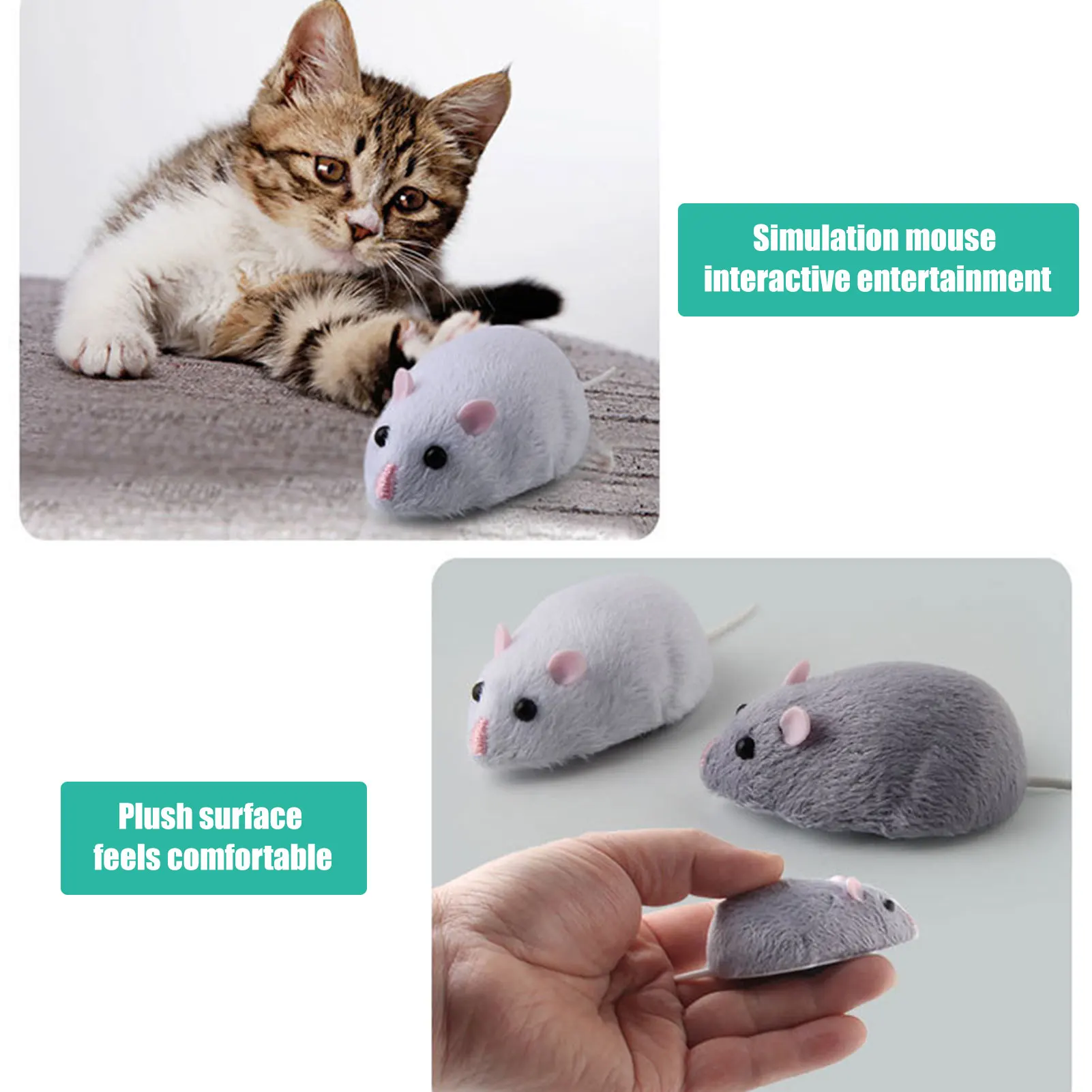 Electronic Remote Control Mouse Toys For Cats Toy Interactive Cat Teasing Plush Emulation Mouse Tricky Toys Build-In Battery