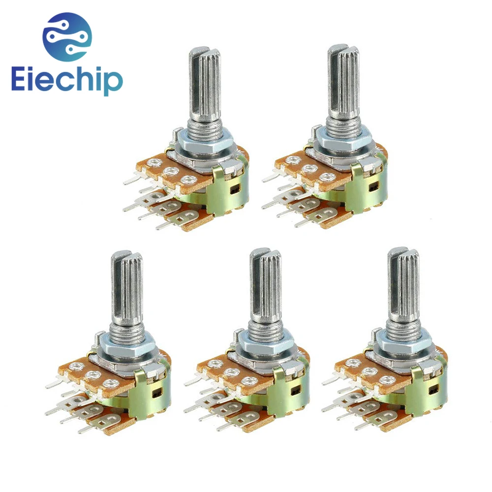 5PCS 20MM WH148 Potentiometers 1K/2K/5K/10K/20K/50K/100K/250K/500K/1M Ohm Variable Dual Turn Taper Rotary Carbon Film Resistors